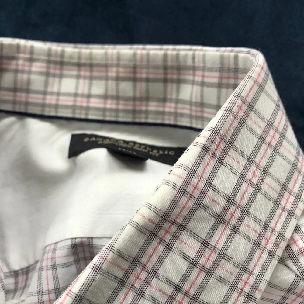 BANANA REPUBLIC RED‎ WHITE PURPLE CHECK PLAID SHIRT